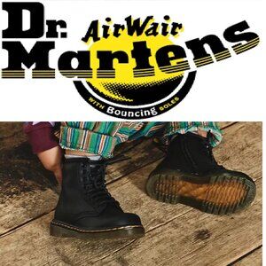 Dr. Martens Black Softy Leather Lace Up Boots kids